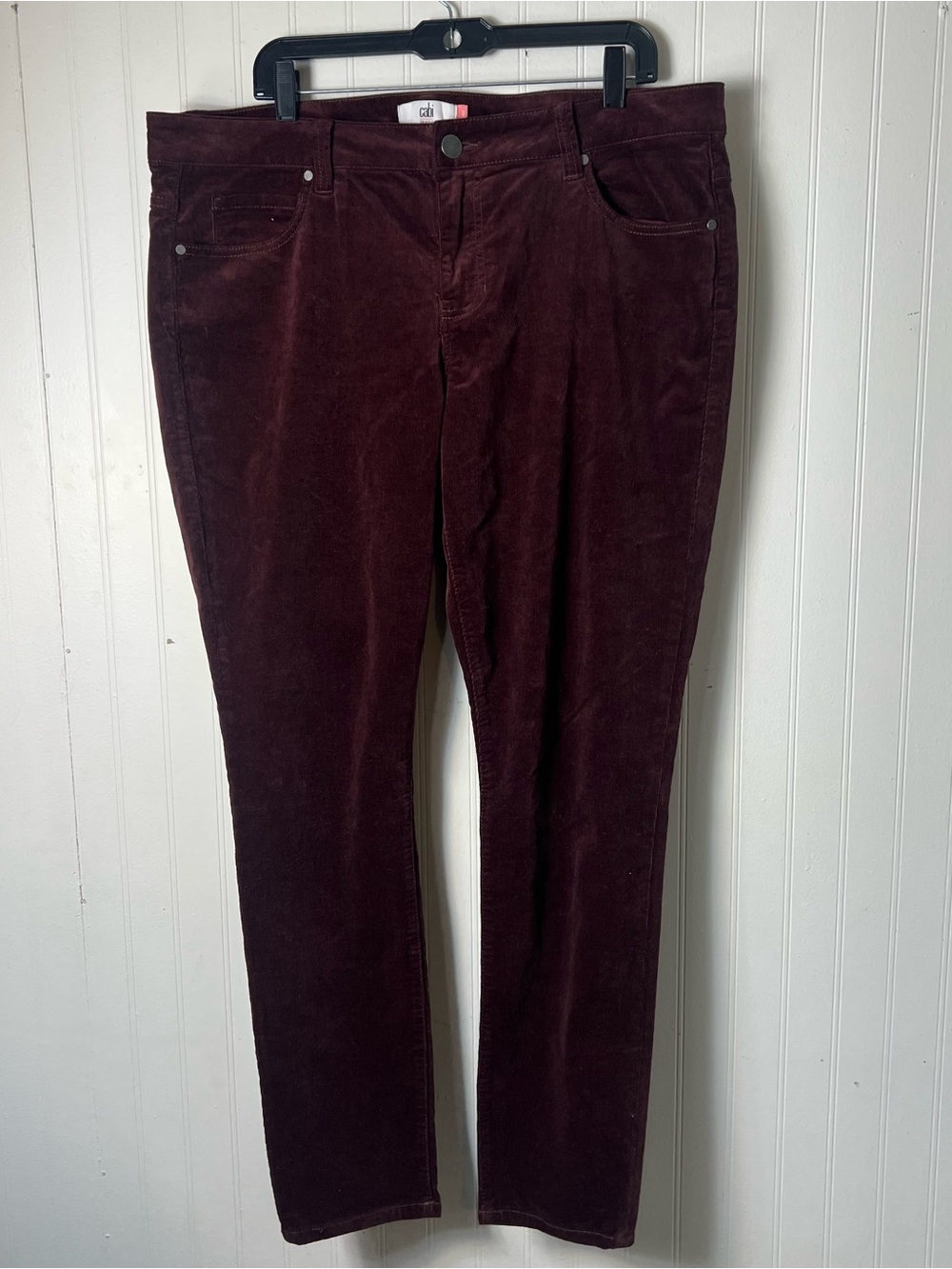 CAbi The Skinny Jeans Vineyard Wine #4509 Size 18 Baby Wale Corduroy